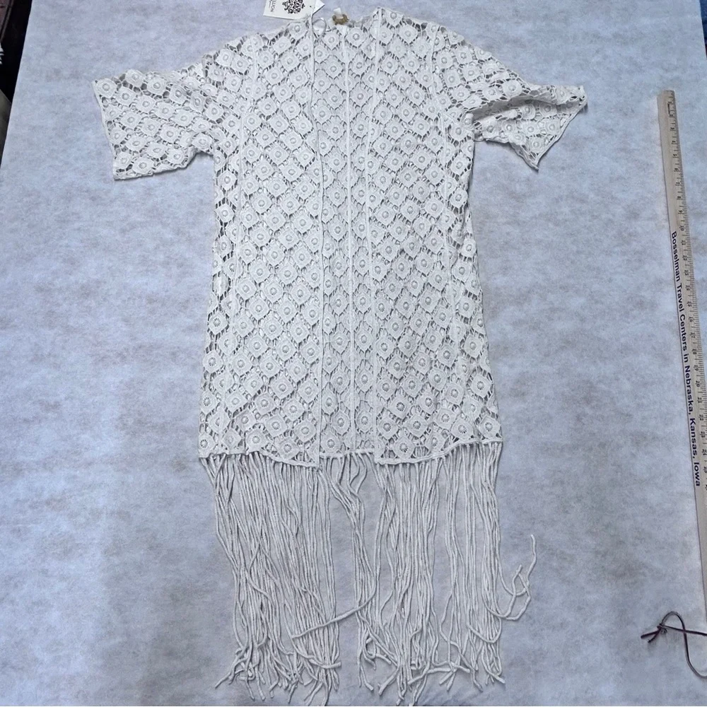 NWT Rebellion Cream Lace Fringed Cardigan‎ XS